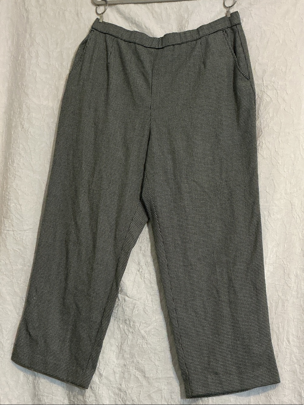 Kim Rogers Black & White Houndstooth Ankle Pants Pleated Pockets size 18W short